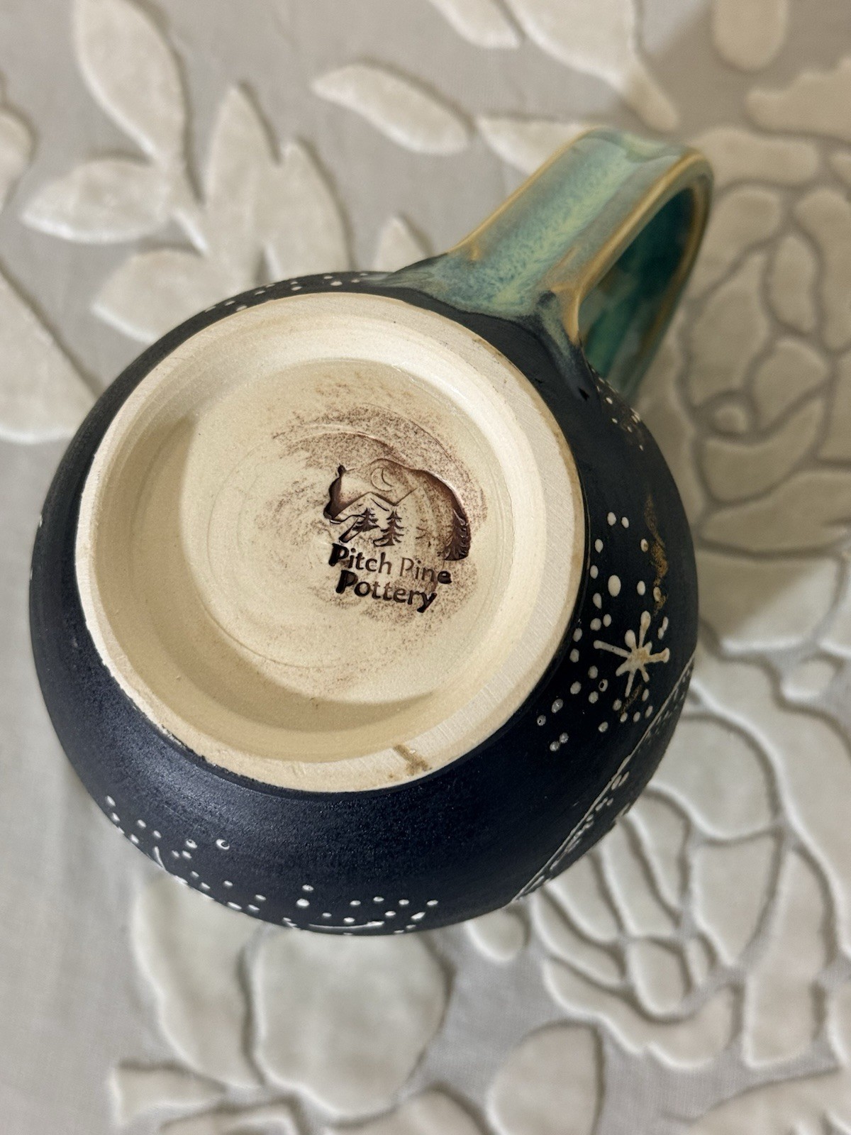 Pitch Pine Pottery Handmade Ceramic Mug Celestial Blue Black