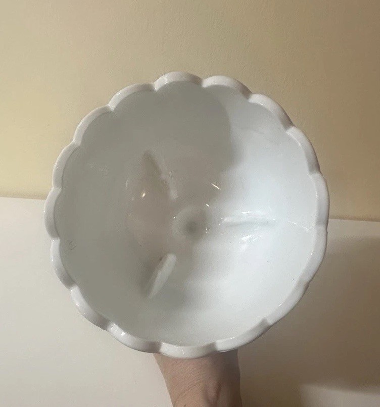 Vintage Indiana Glass White Milk Glass Compote Bowl Teardrop Pedestal – Medium