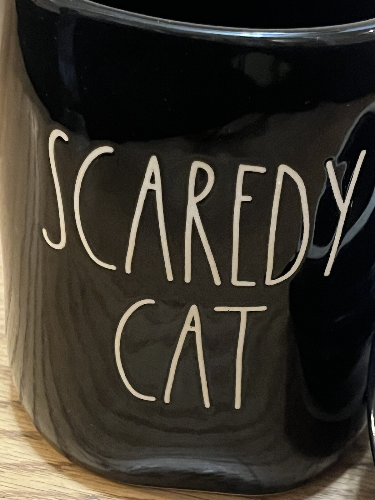 Rae Dunn by Magenta “Scaredy Cat” Black Mug w Cat Topper Brand New Halloween