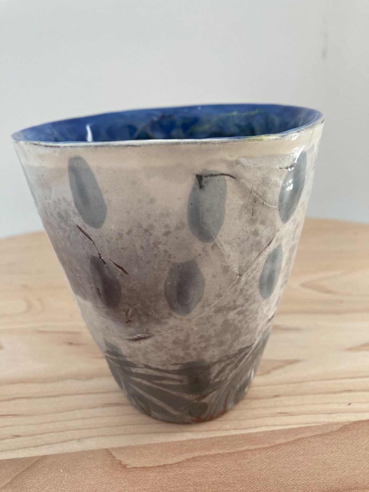 Mug Lynne Hobaica Stoneware Pottery CUP Fish Creature and patterns