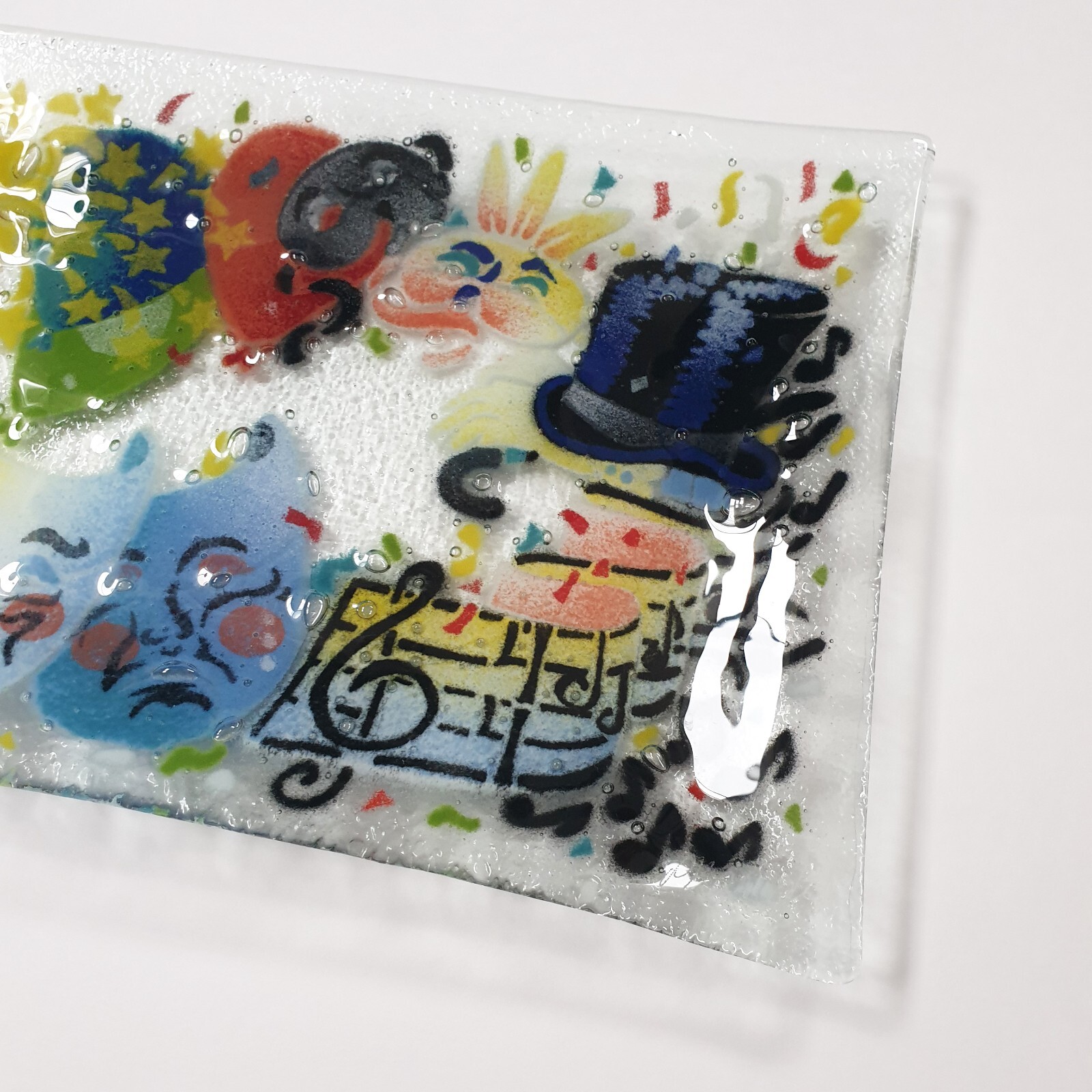 Peggy Karr Mardi Gras Carnival Party Celebration Rectangle Plate Fused Glass