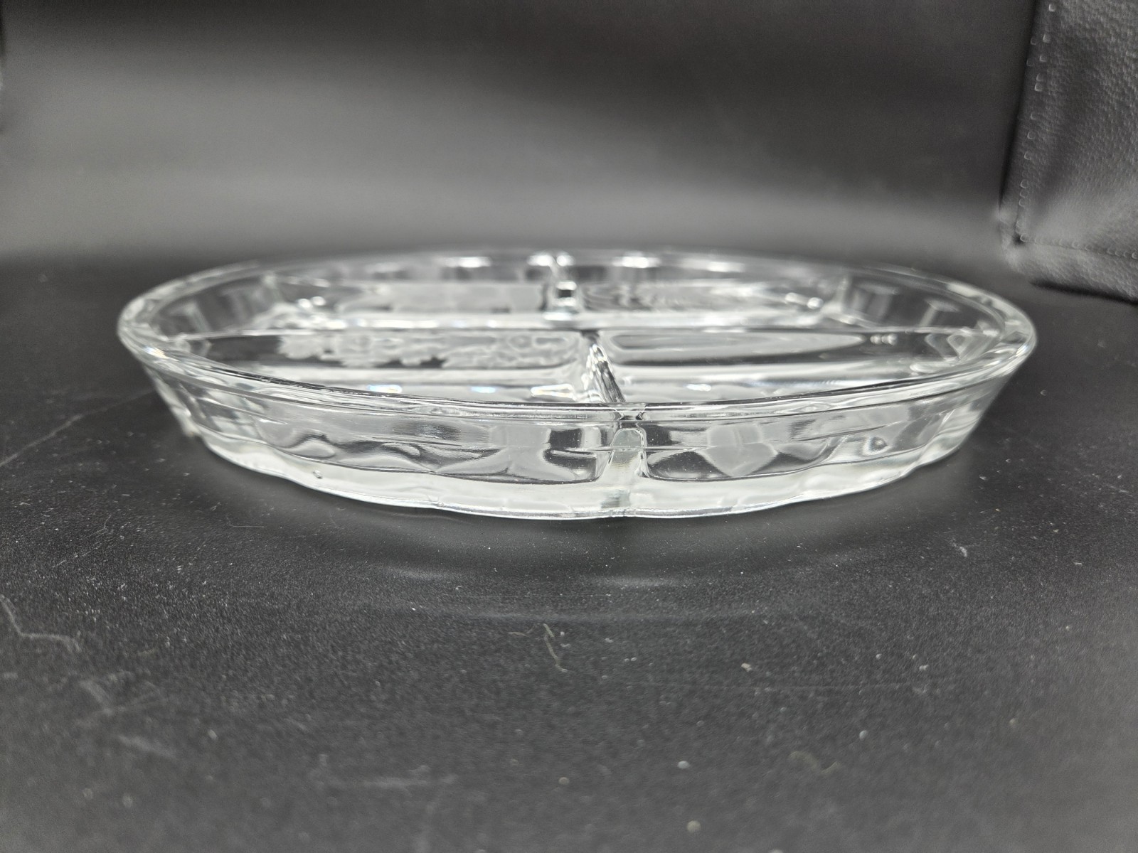 Vintage Indiana Glass Frosted 5 Part Divided Relish Tray Celery Fish Lobster