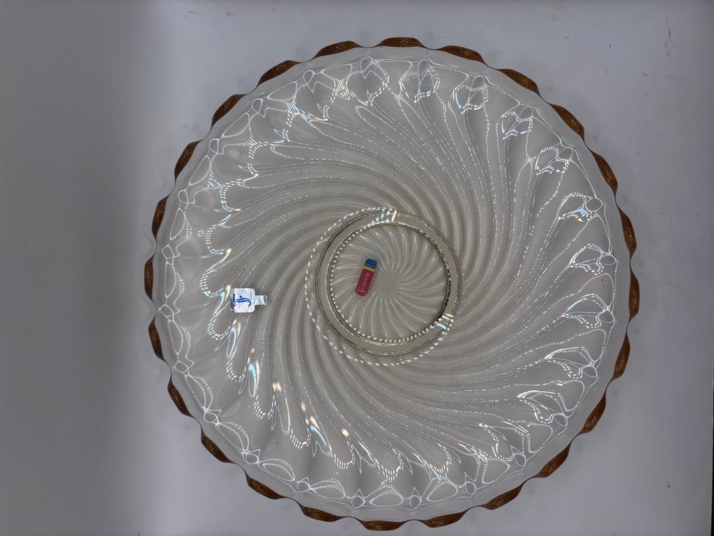 Fostoria Colony Swirl Glass Vintage Torte Cake Plate Platter original stickers