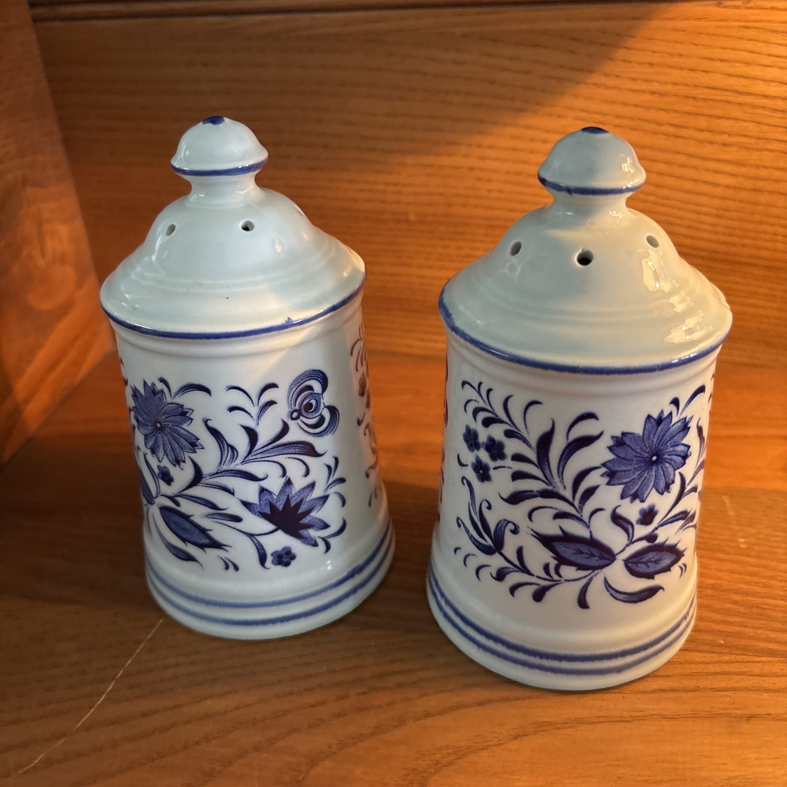 Vintage Blue Danube china Salt & Pepper Shakers 5” high Japan
