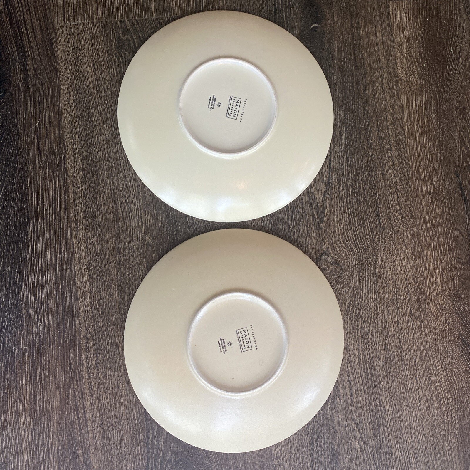 2 Pottery Barn Mason Stoneware Tan Salad Plates 9 In BSR her + project