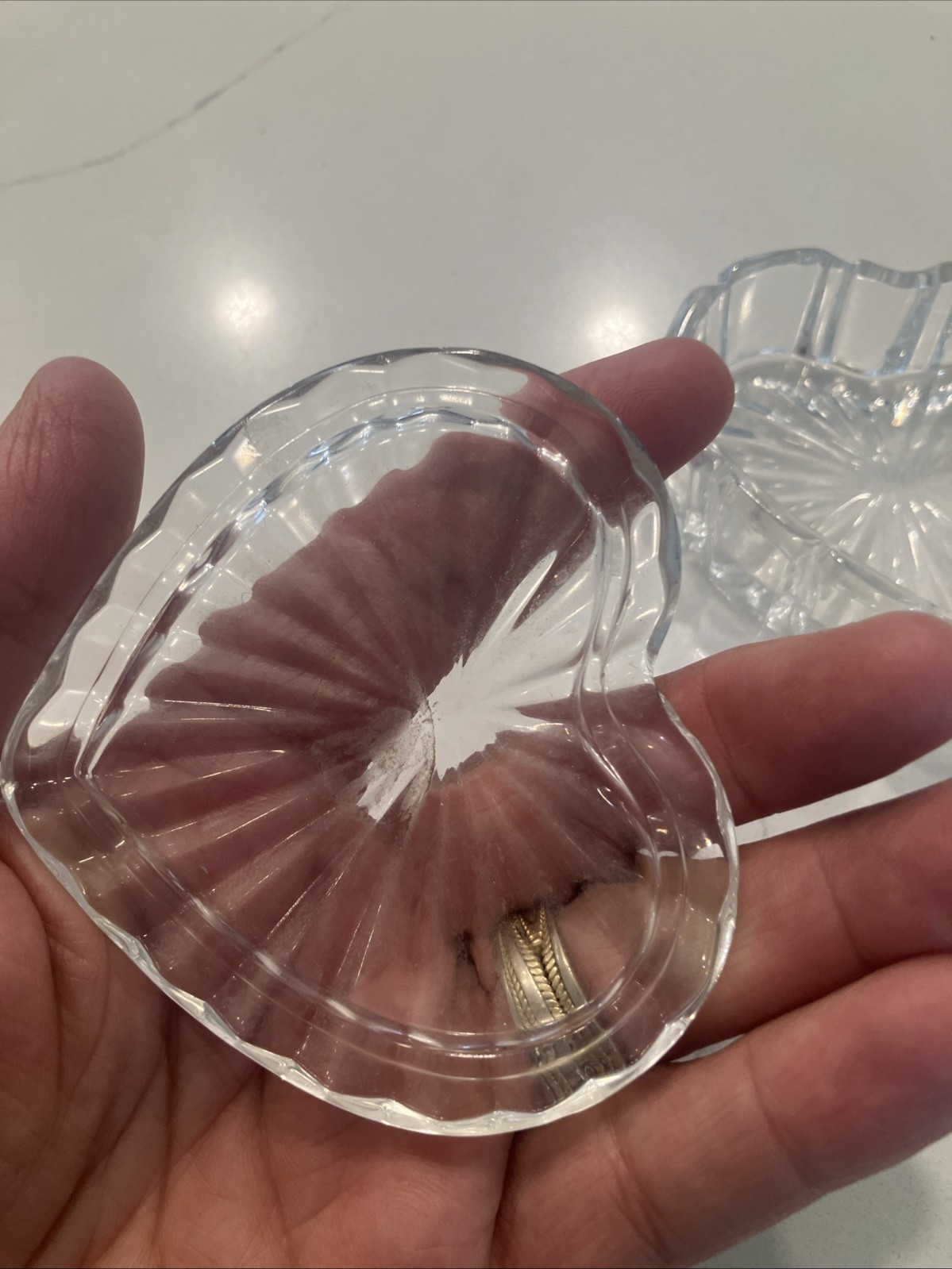 Vintage Pressed Clear Glass Heart Shaped Trinket Dish