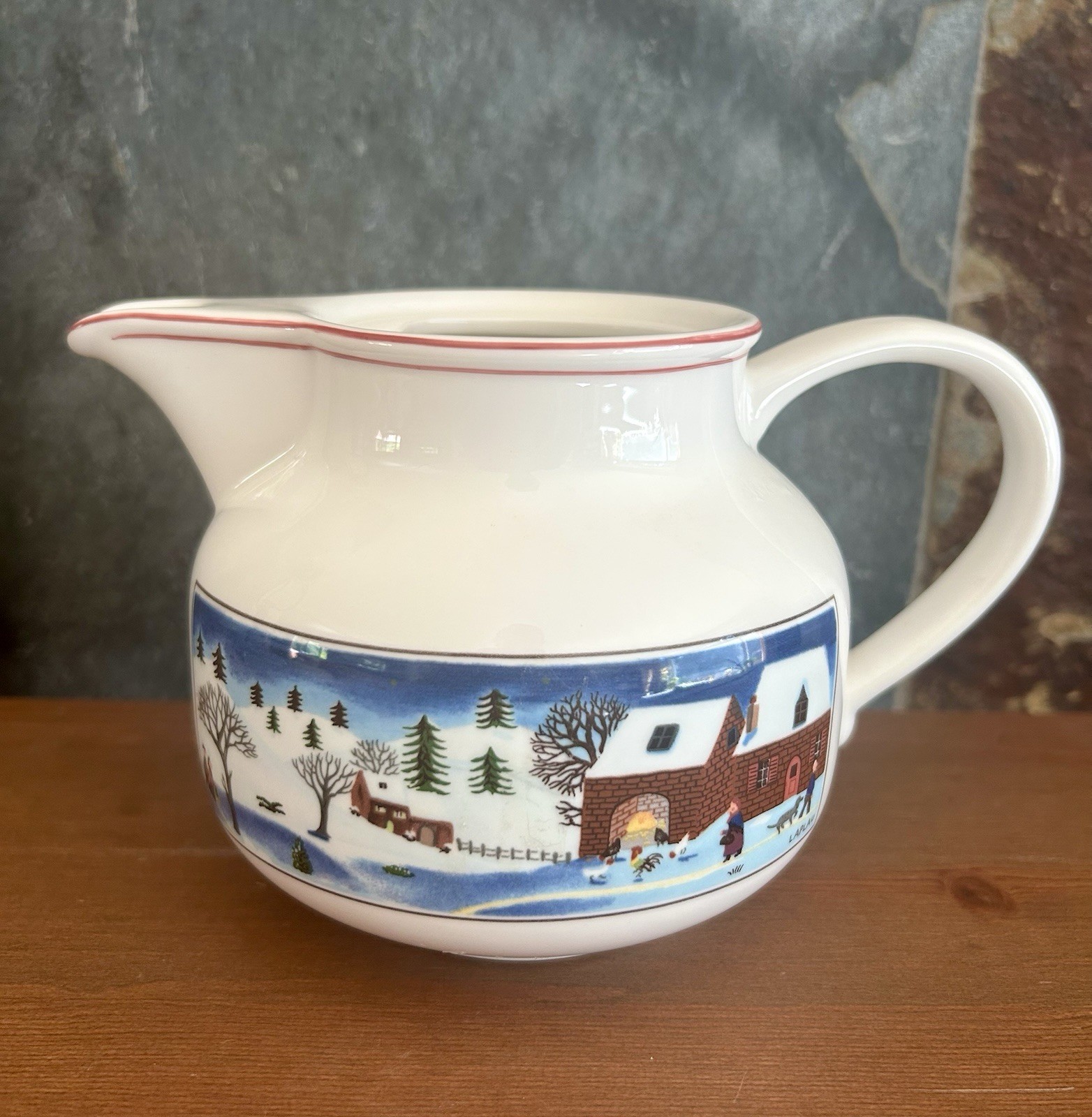 Villeroy & Boch Naif Christmas Teapot Porcelain Lid 3-Cup Folk Art Gerard Laplau