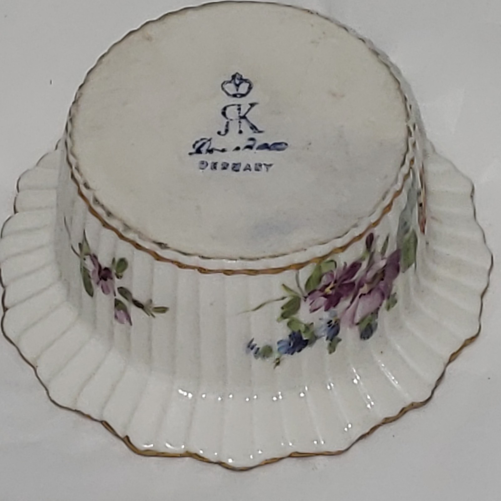 1890’s Richard Klemm RK Dresden Hand Painted Floral Ramekin 3″