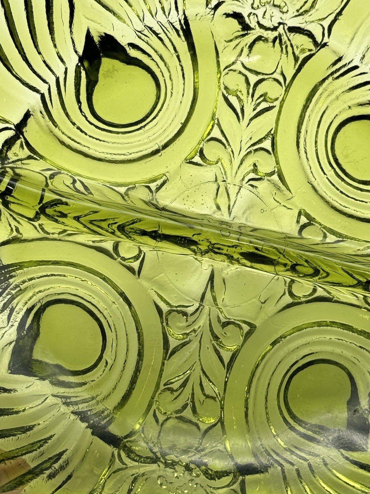 Indiana Glass Co Green Killarney Divided Relish Dish Bowl w/ Open Handle Vintage