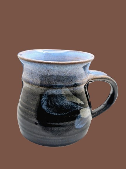 Studio Art Pottery Signed Mug Blue Glaze No Chips No Cracks