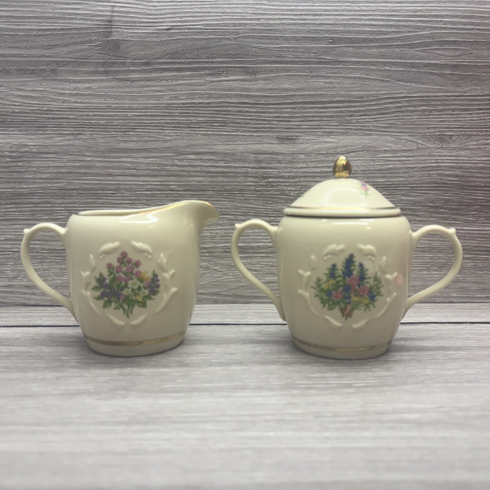 1995 Lenox Spice Garden Creamer & Sugar Bowl with Lid Y0011