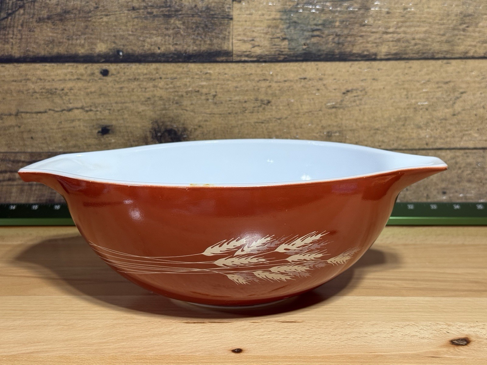🔥VTG Pyrex XL Autumn Harvest 444 Cinderella Mixing Bowl Wheat Rust Orange 4 Qt
