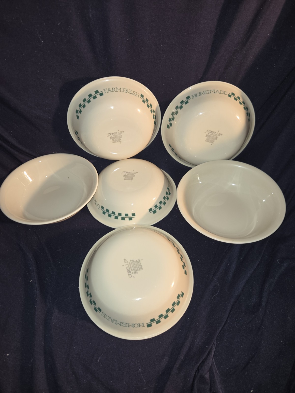 6 CORELLE ‘FARM FRESH’ 5 3/8″ BERRY/FRUIT/SAUCE BOWLS NEAR MINT