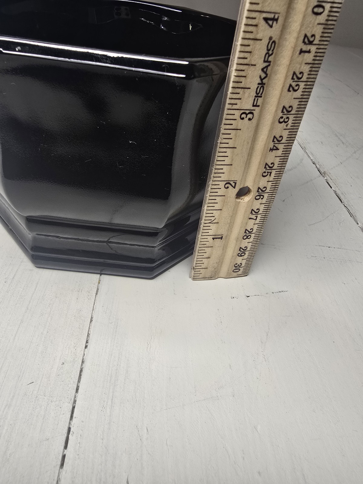 L.E. Smith Black Amethyst Glass Octagon Covered Candy Jar