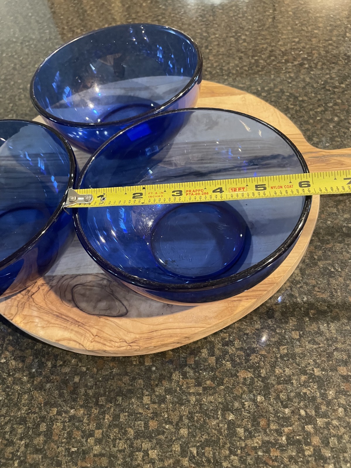 Beautiful Cobalt Blue Glass Cereal Salad Bowls, Thick, Mexico, set of 3, EUC