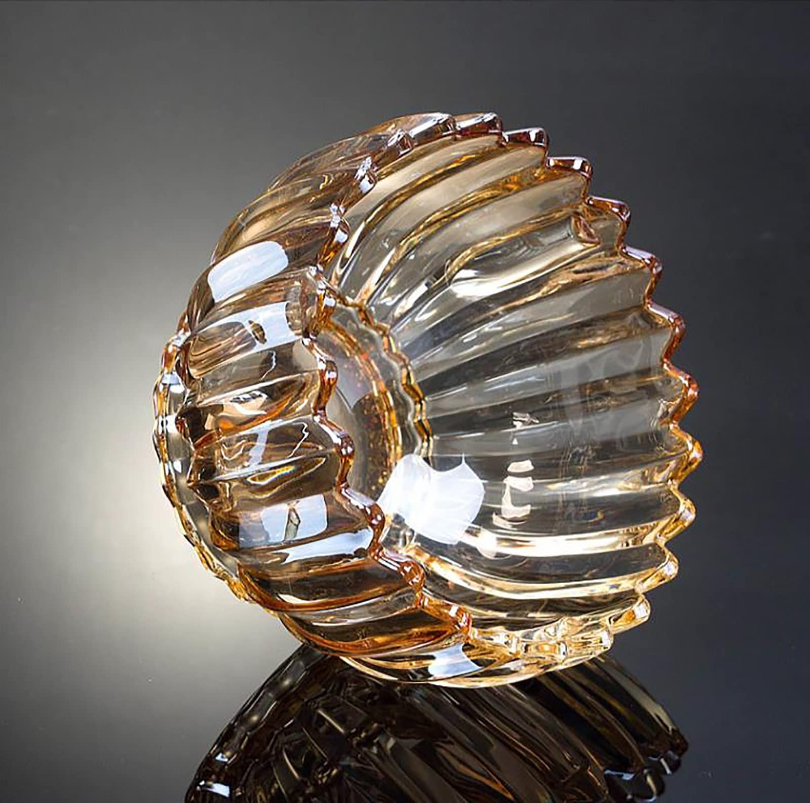 Decorative Amber Glass Candy Bowl with Cover, Crystal Fruit Plate, Elegant Servi