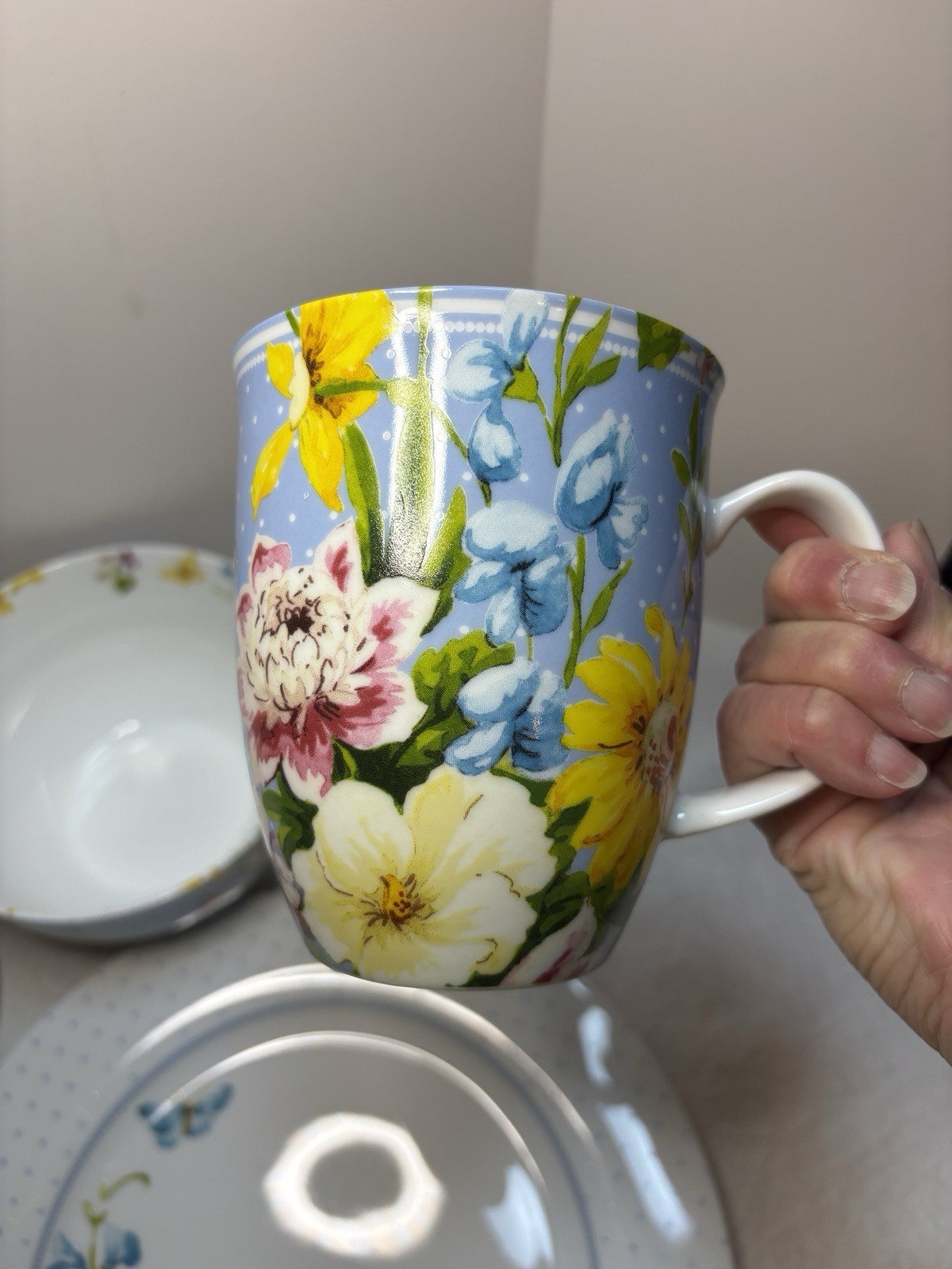 Vtg Katie Alice English Garden 2546896 Set Dinner Plate, Salad Plate, Bowl & Mug