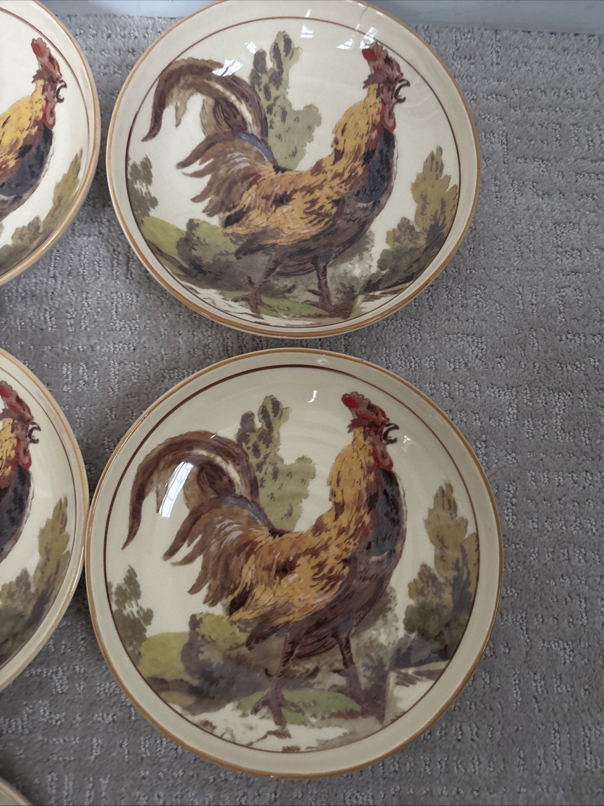 8 Williams Sonoma Rustic Rooster PASTA SALAD BOWLS ITALY FRENCH POTTERY KITCHEN