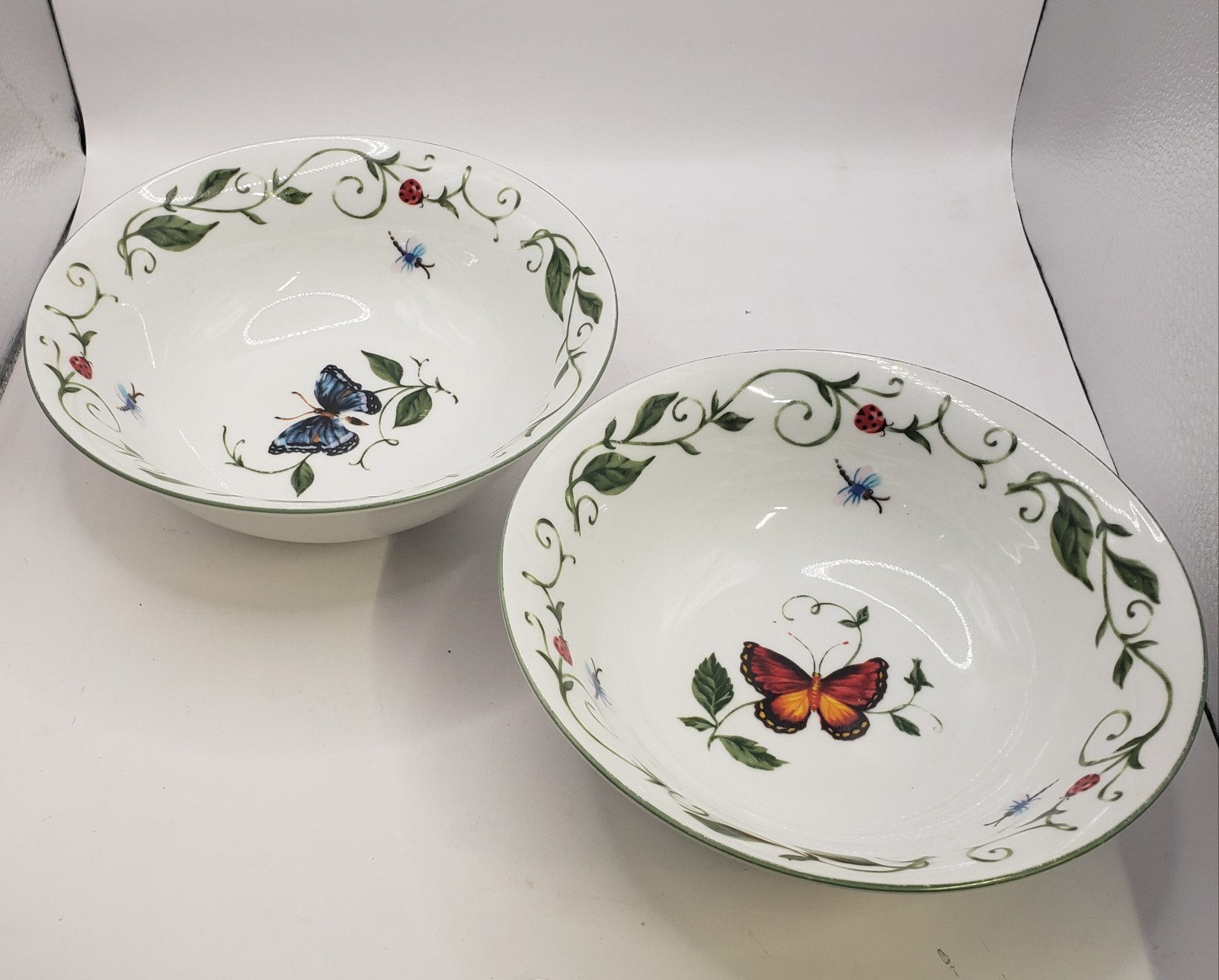 2 Tabletops Unlimited Butterfly Ladybug 7” Cereal / Soup Bowls