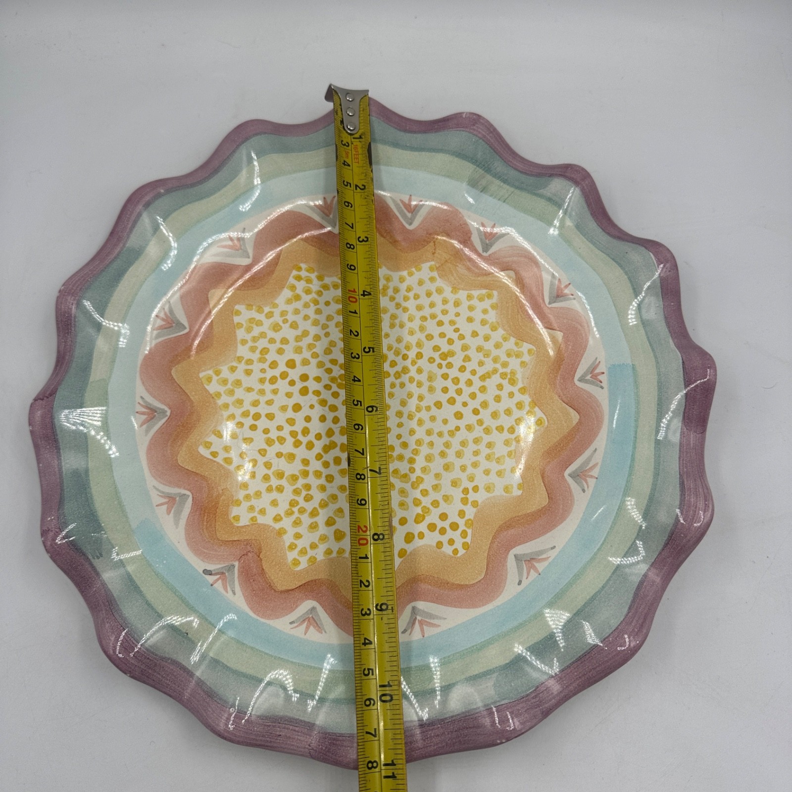 MacKenzie-Childs 1991 Brittany Fluted Round Dinner Plate Platter 11” Retired