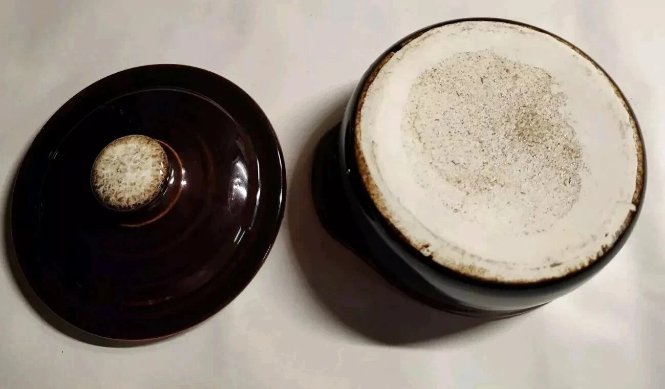 Vintage Hull Sugar Bowl With Lid USA Pottery Brown Drip Glaze Oven Proof