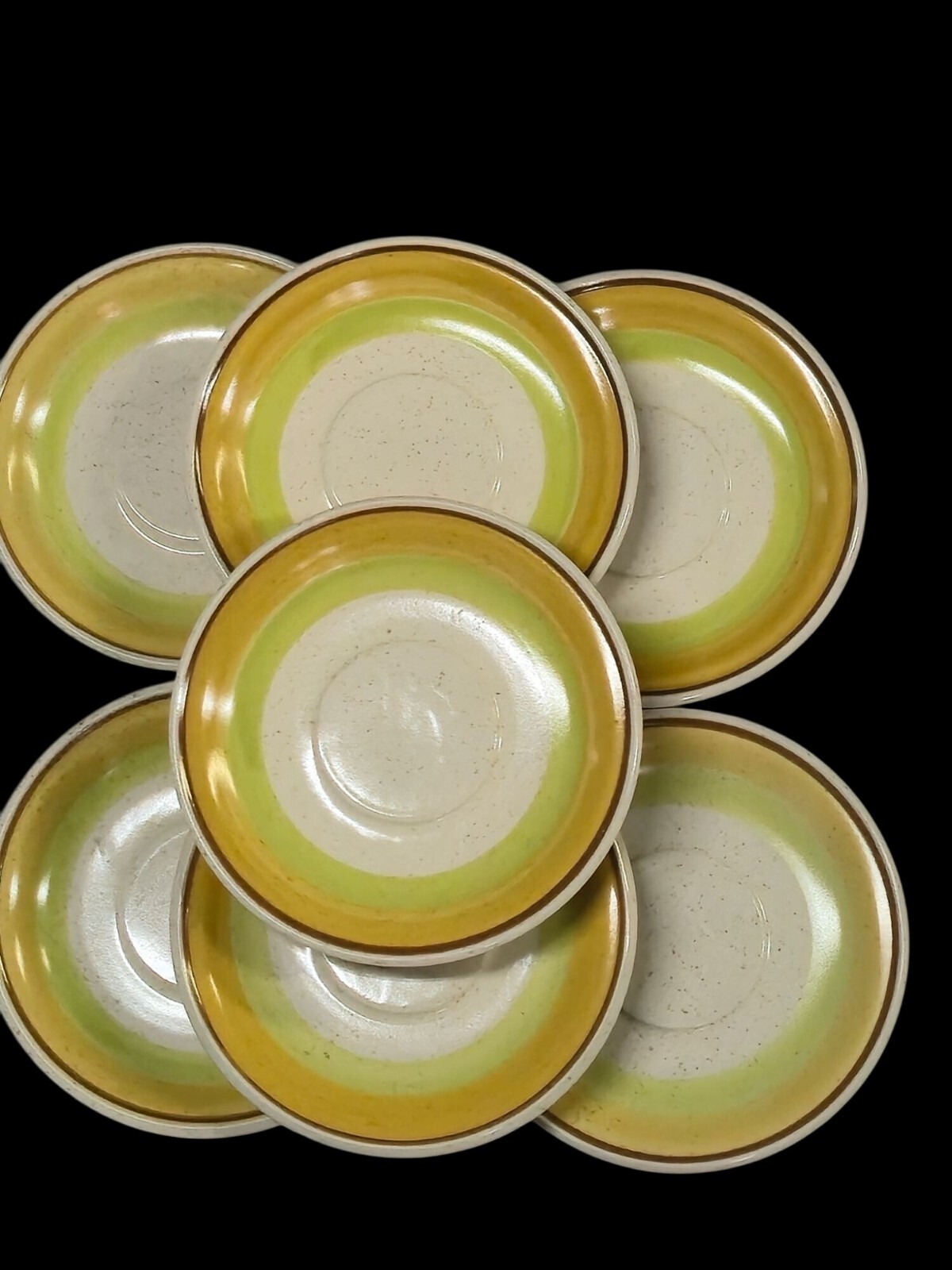 MCM plates Stoneware saucer 1970s Lemon Lime imperial W. Dalton set of 7