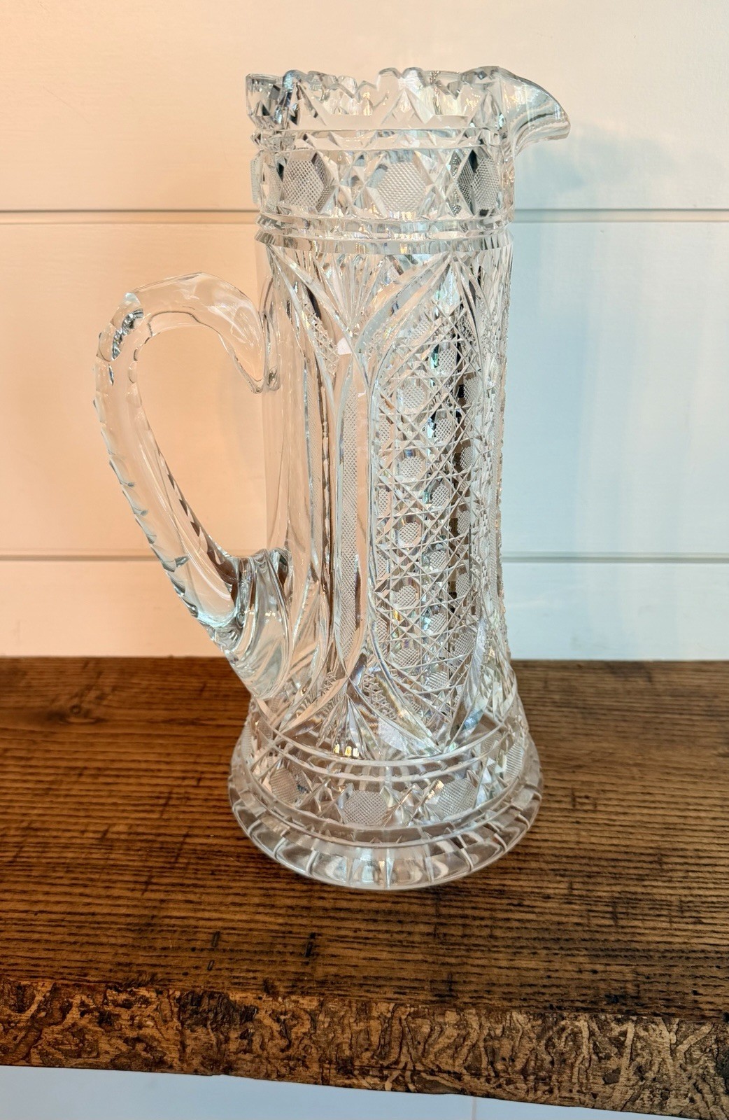 ABP American Brilliant Cut Glass Champagne Pitcher by F. X. Parsche-C. 1895-1910