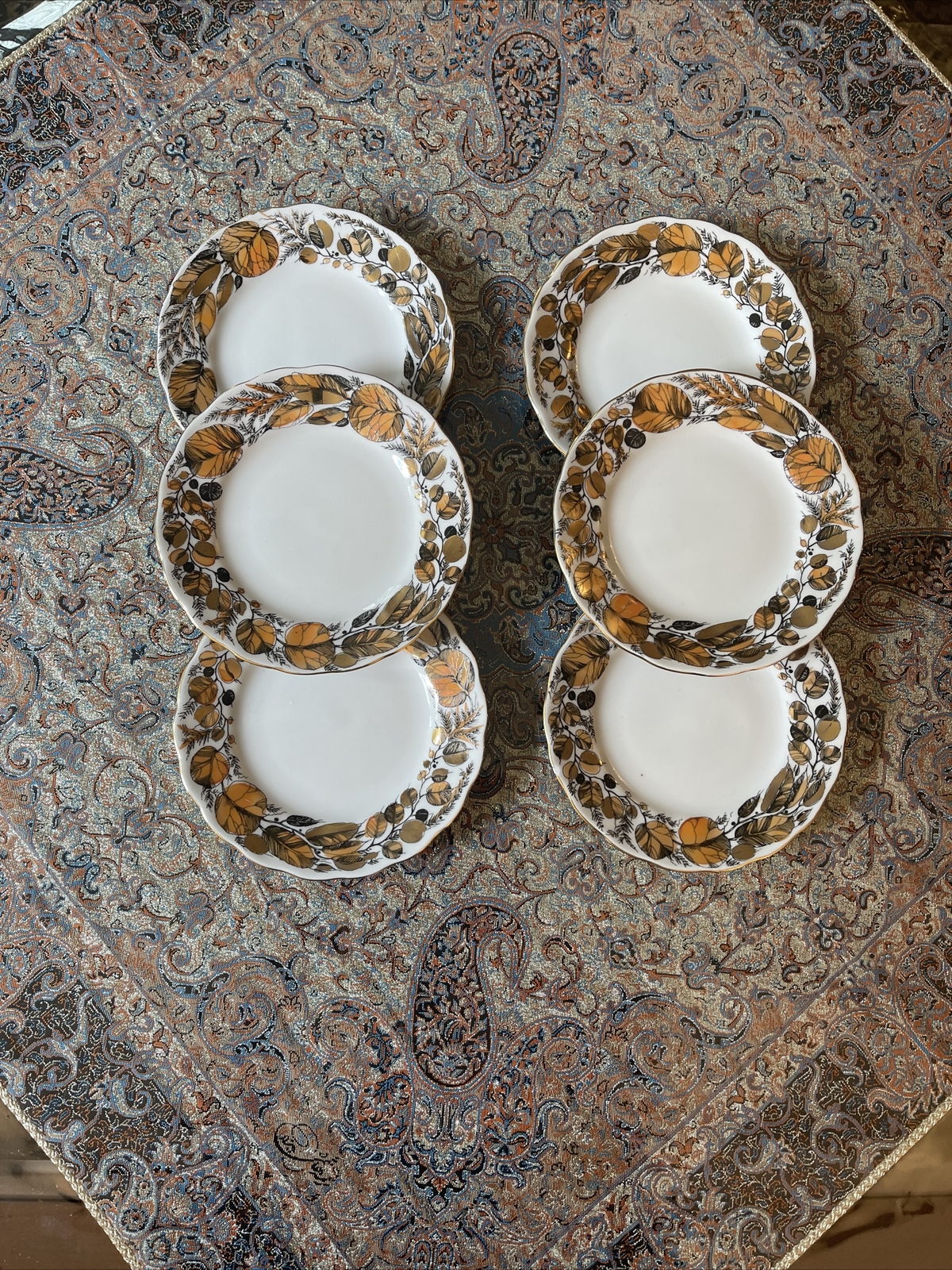 8x Imperial Russian Porcelain Lomonosov Desert Plate Set MY GARDEN 22 Gold