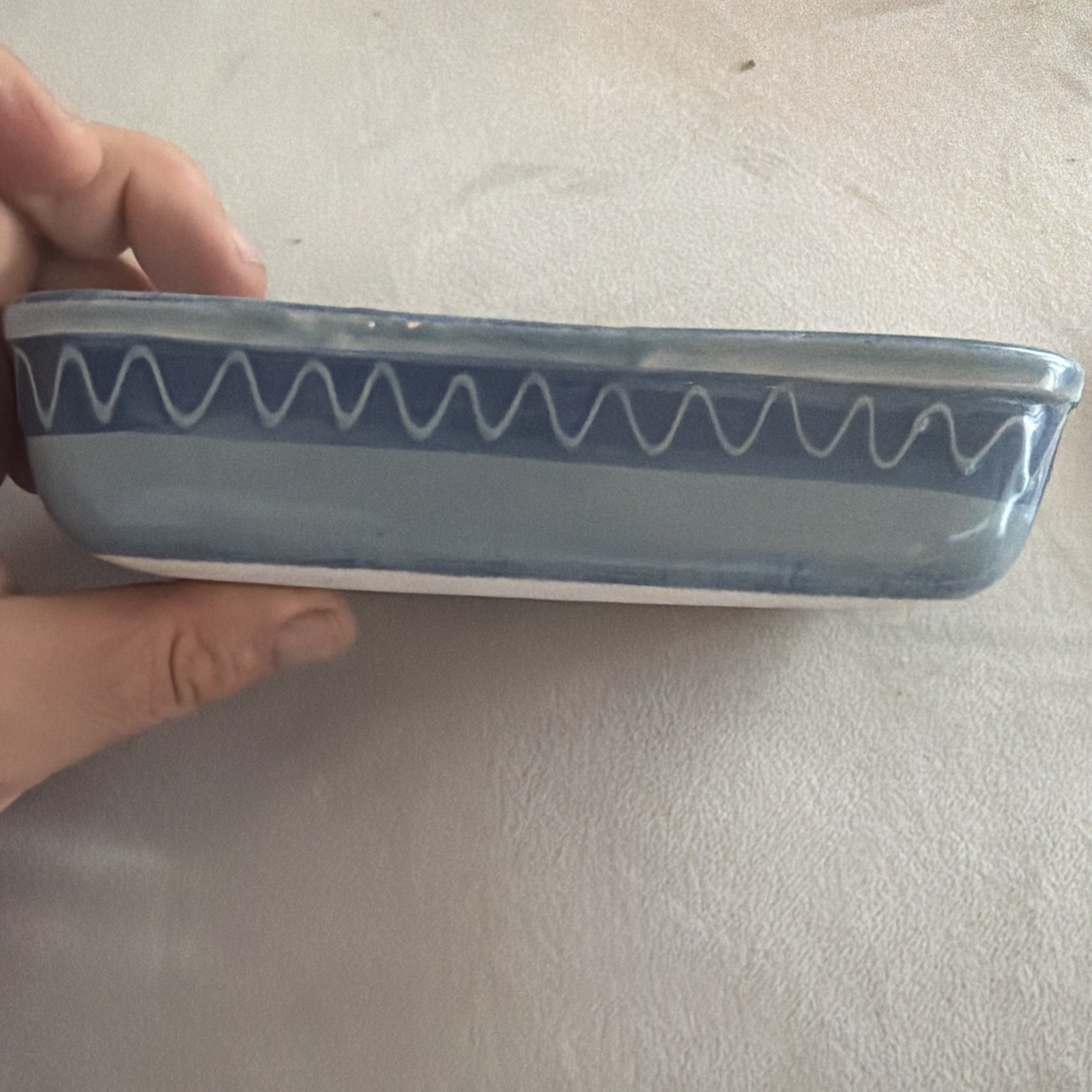 Beautiful Blue Rectangular Italian Pottery Serving/Dipping Dish Made in Italy