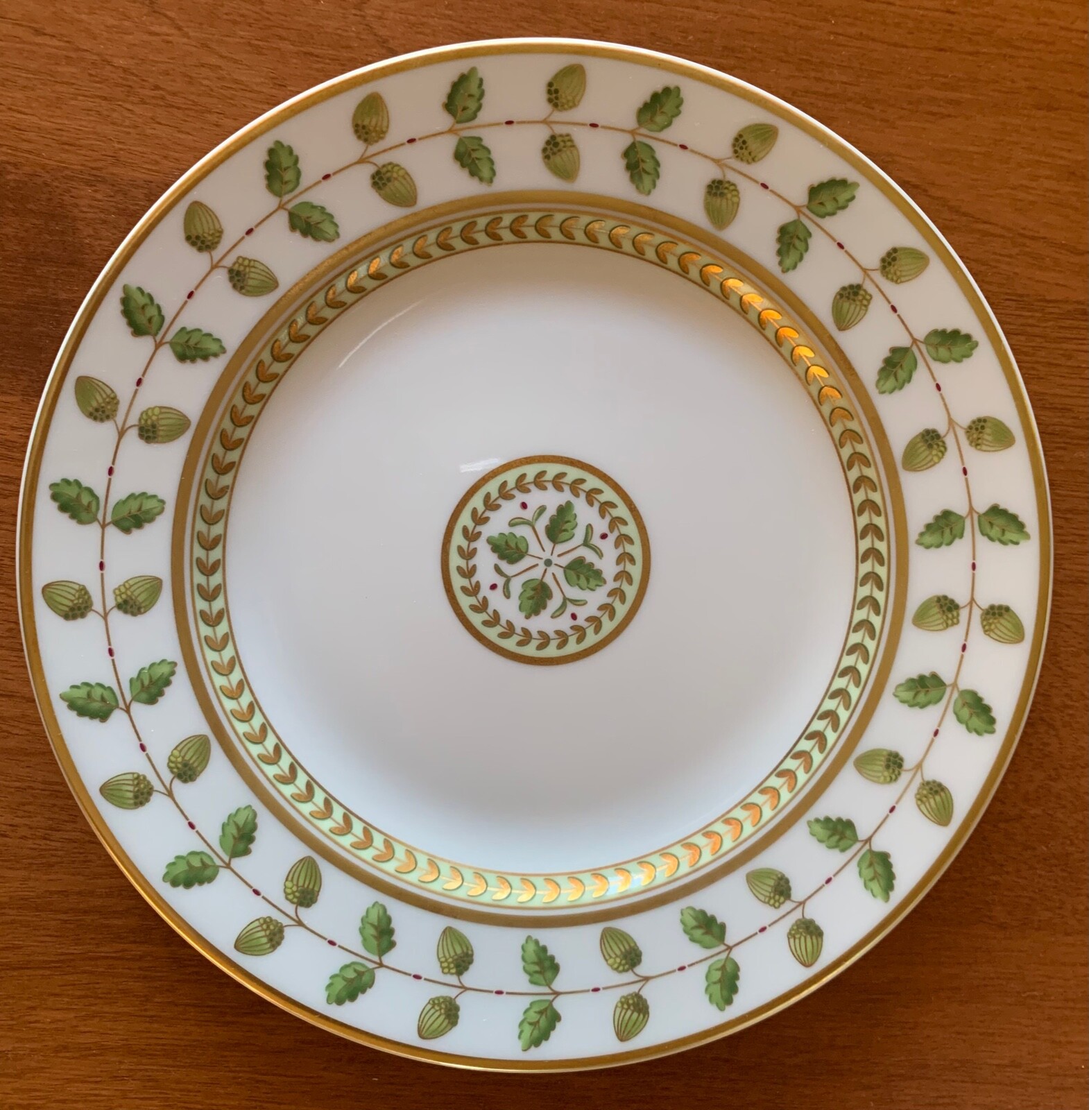 BERNARDAUD CONSTANCE RIMMED SOUP BOWL 8 3/4″ MINT CONDITION ACORN & OAK LEAF