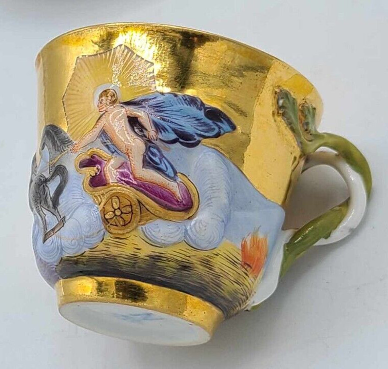 Antique 1800s Richard Ginori Capodimonte Hand Painted Cup & Saucer
