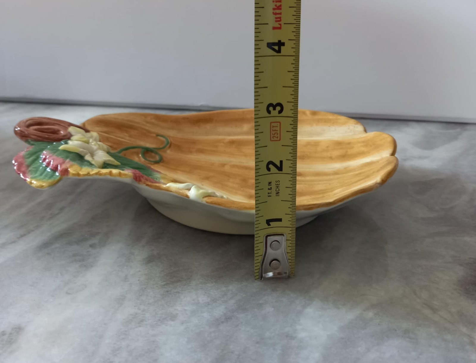 Fitz & Floyd Gardening Gourmet Pumpkin Plate Canapé Appetizer Cottagecore 9.25”