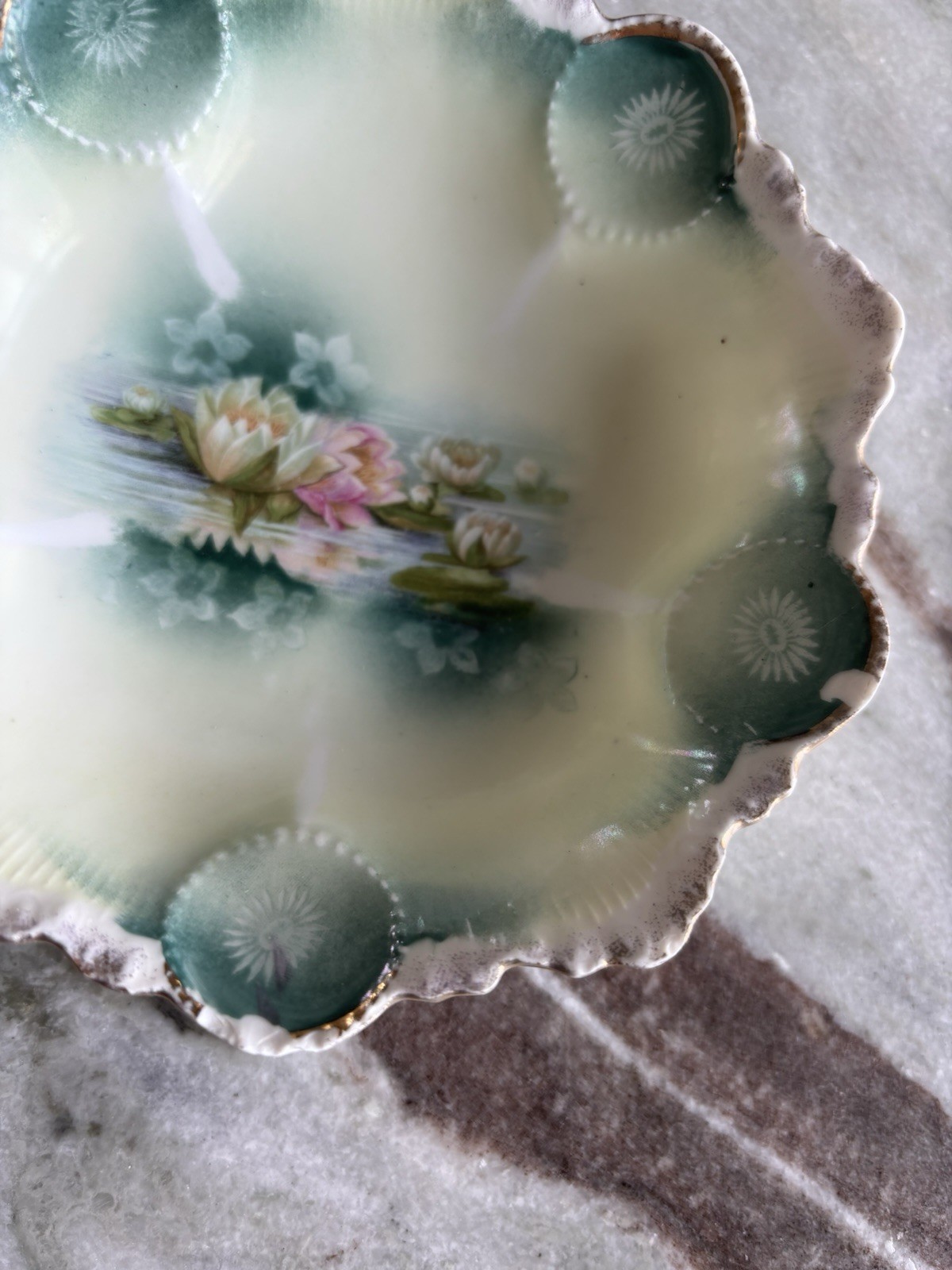 🪷RS Prussia Reflecting Water Lillies Berry Bowls- 5 Inch-Set Of 3🪷