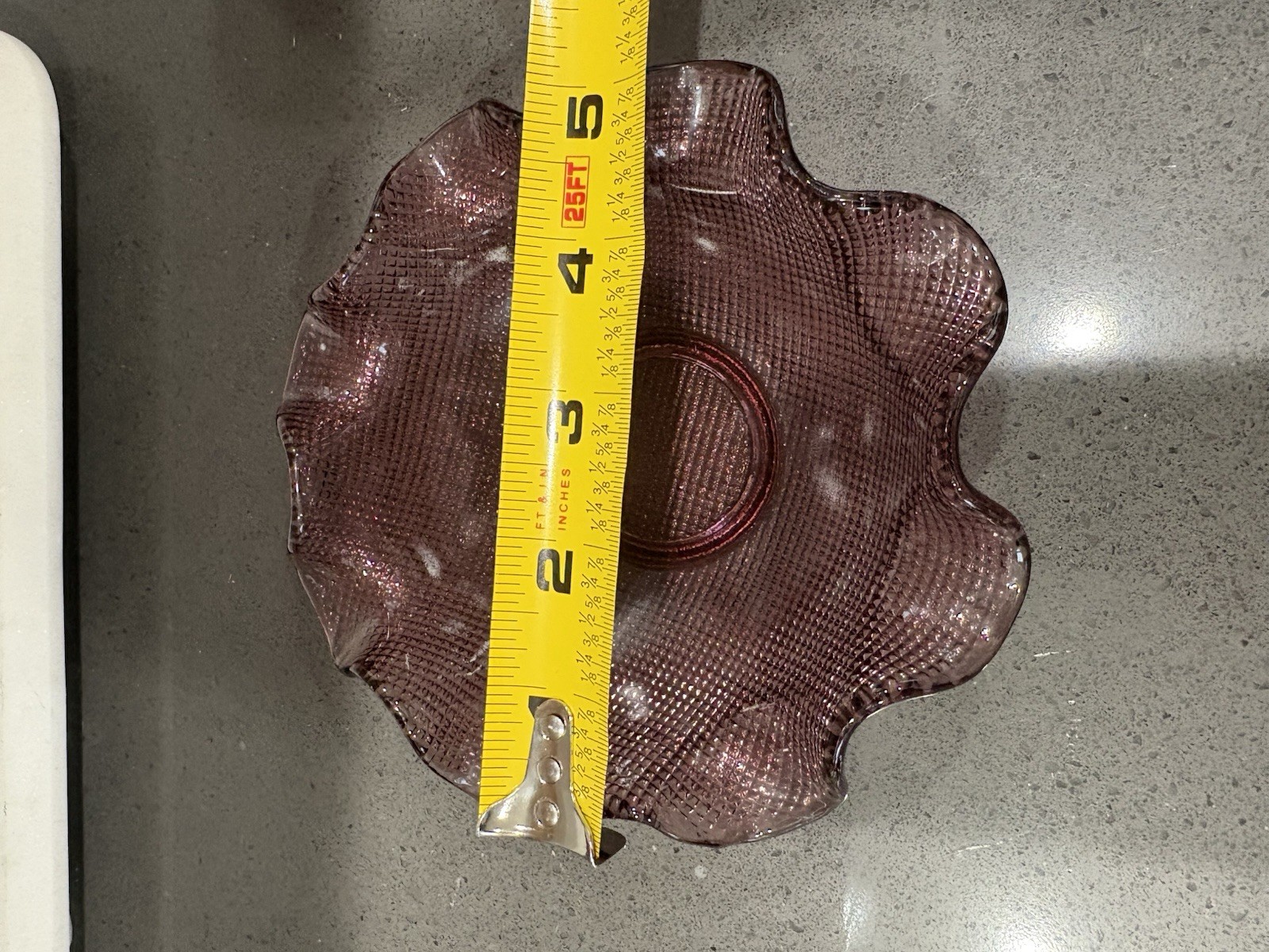 Vintage Italian Colony Glass Ruffled Edge Waffle Bowl purple amethyst