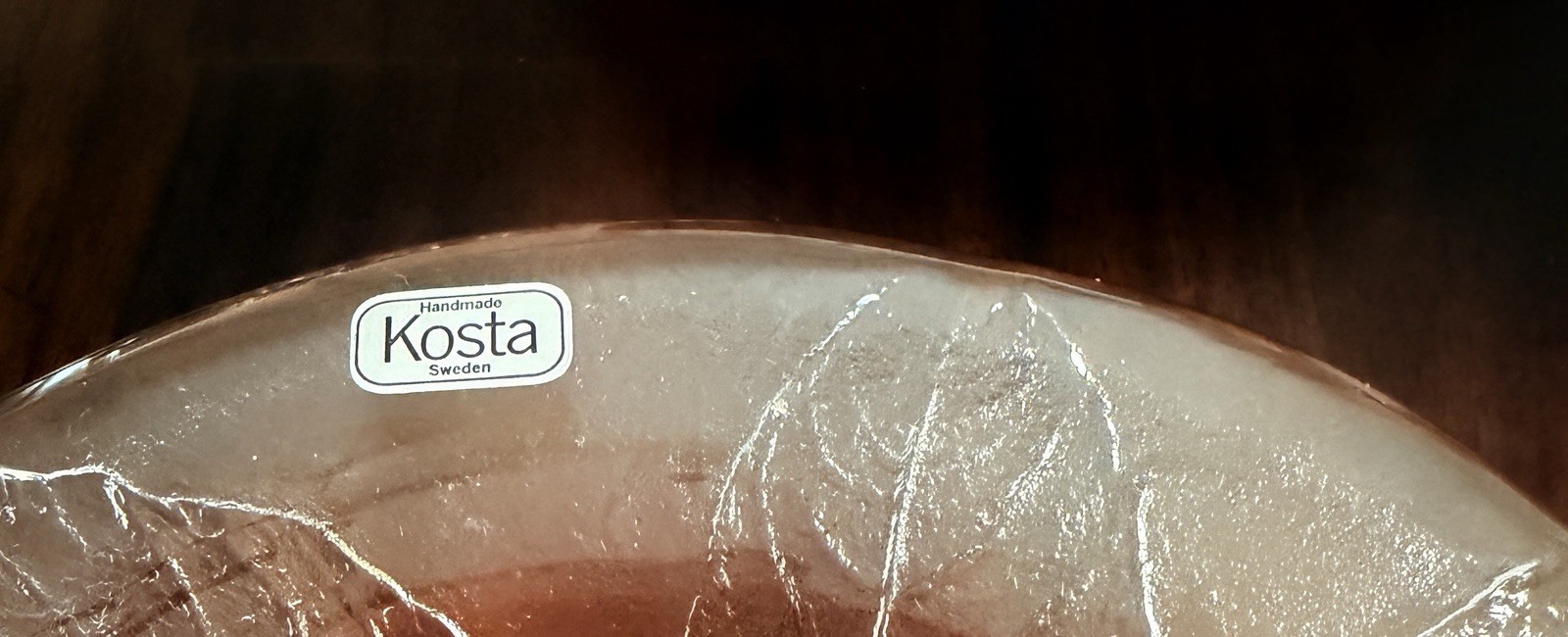 MINT Vtg KOSTA Sweden PARTY Leaf Grapefruit Bowls Set of 2 EUC Silver Stickers