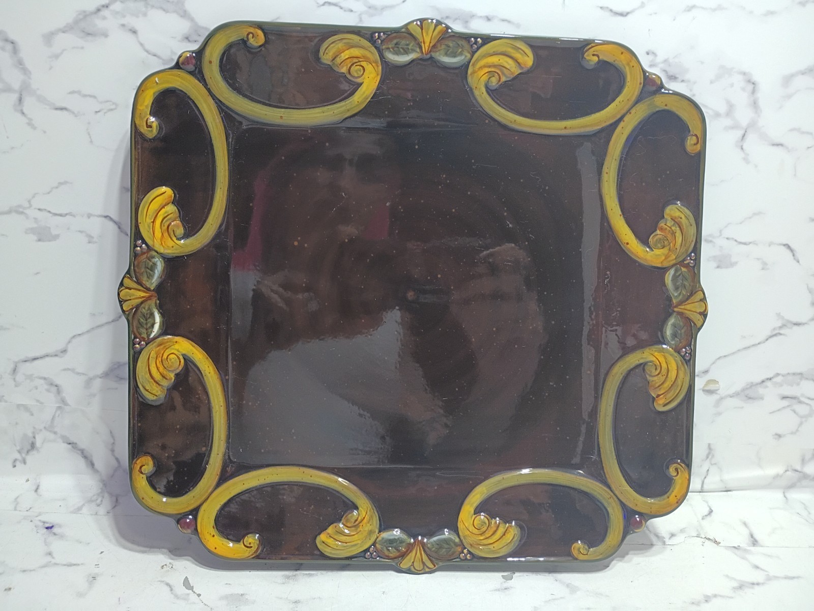 DEMDACO Chocolate Berries 2002 Deb Hrabik Large Square Serving Plate Platter…