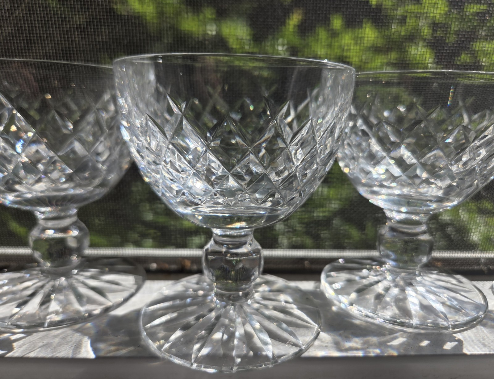 Waterford Boyne Crystal Low Sherbert criss cross cut *SET OF 5* marked