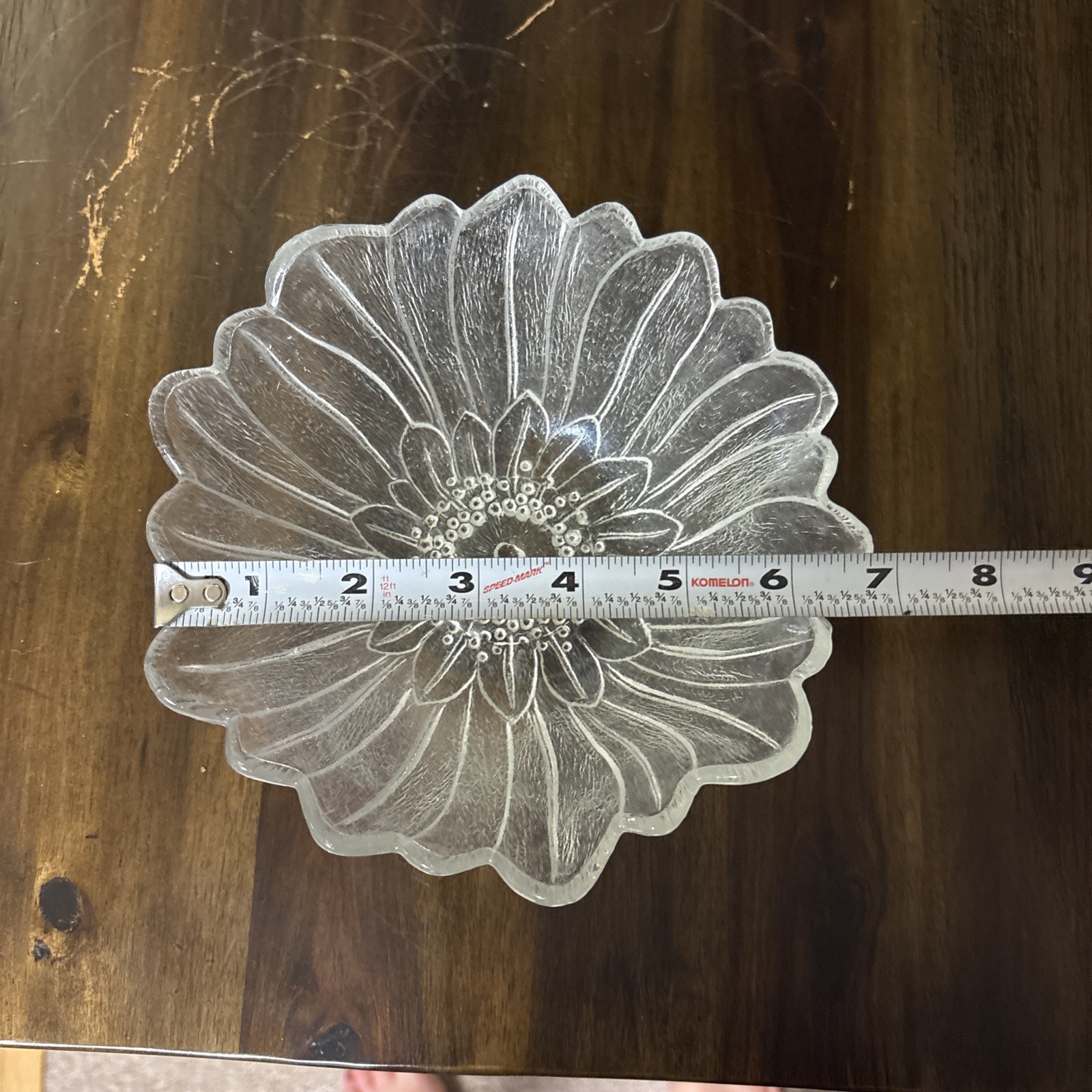 Vintage Lily Pons Sunflower Bowl Flower Floral Indiana Clear Glass Serving 7″