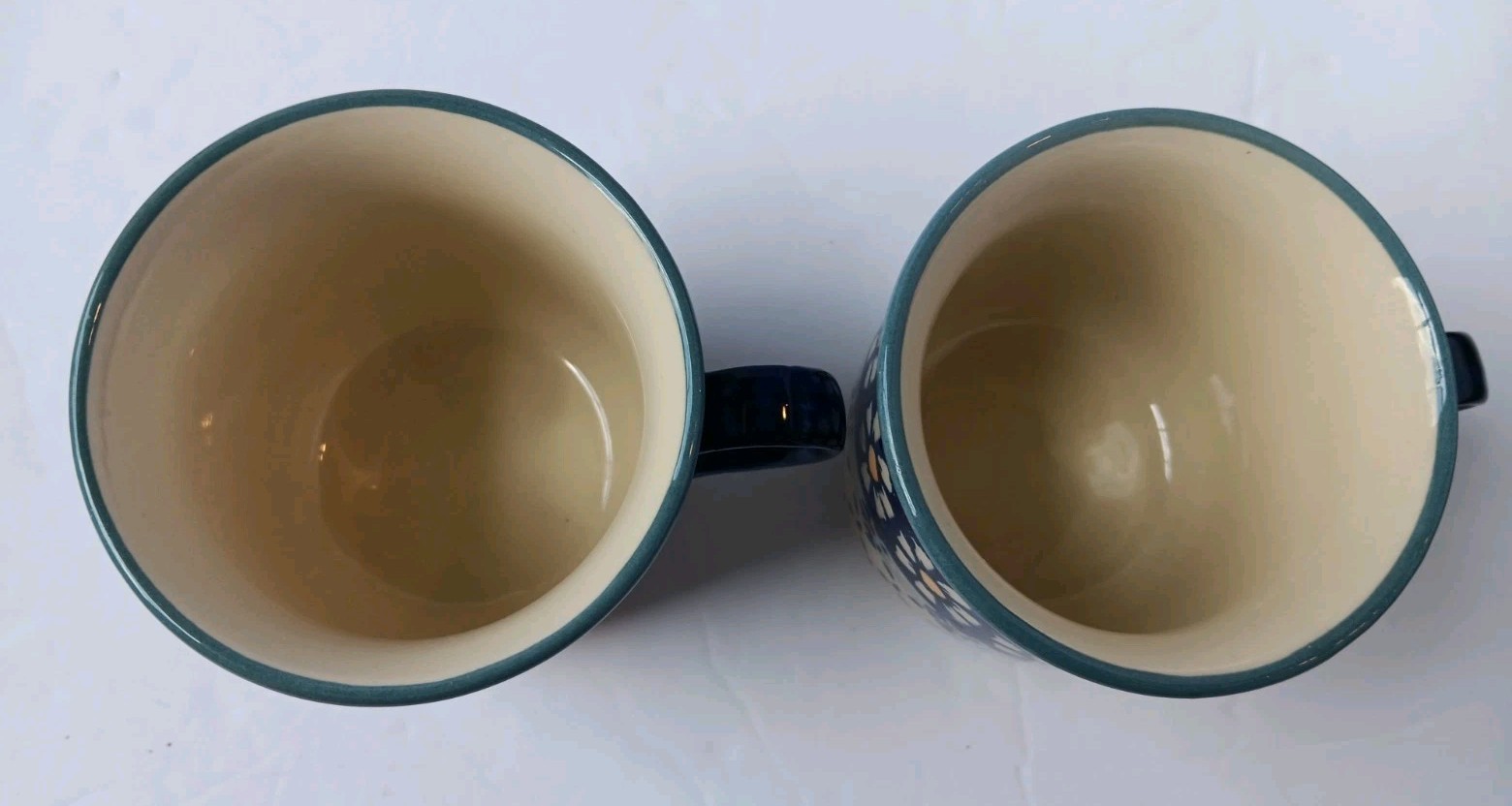 Polish Pottery Tea/Coffee Set, Tray, 2 Mugs/Cups, Creamer, Sugar Bowl W/ Lid