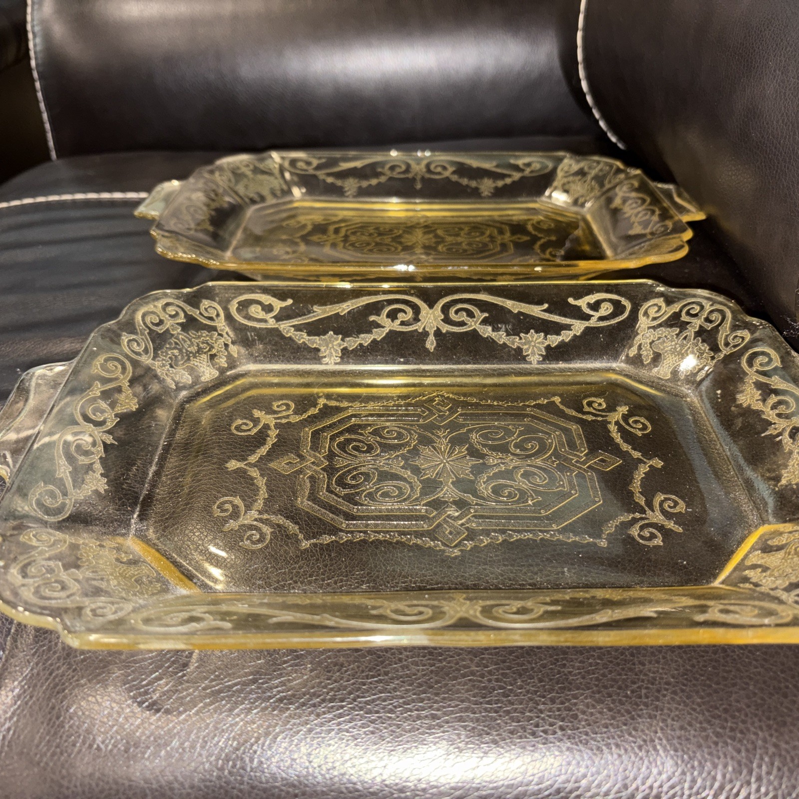 VtgPlatter Yellow Lorain Basket Indiana Glass 1929-32 Depression Glass 11.5×7.25