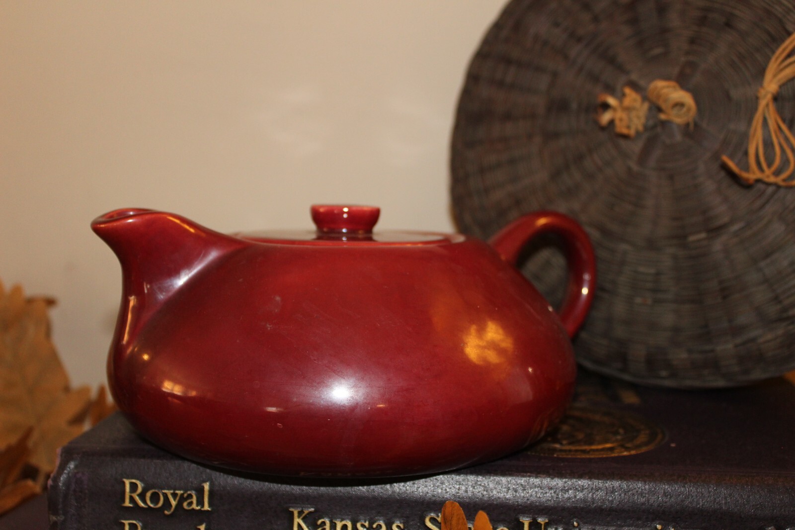 Hollydale California Tea Pot Malibu Modern Maroon Red MCM 1948 Teapot Vintage