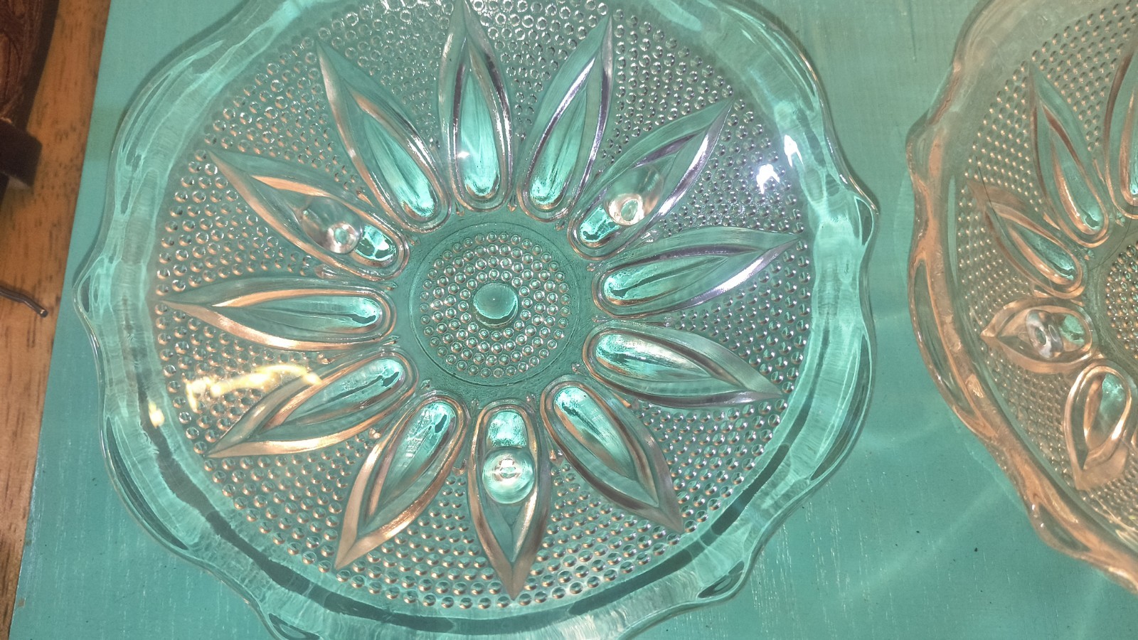 Set If 2. Clear Glass Footed Dish Bubble Design