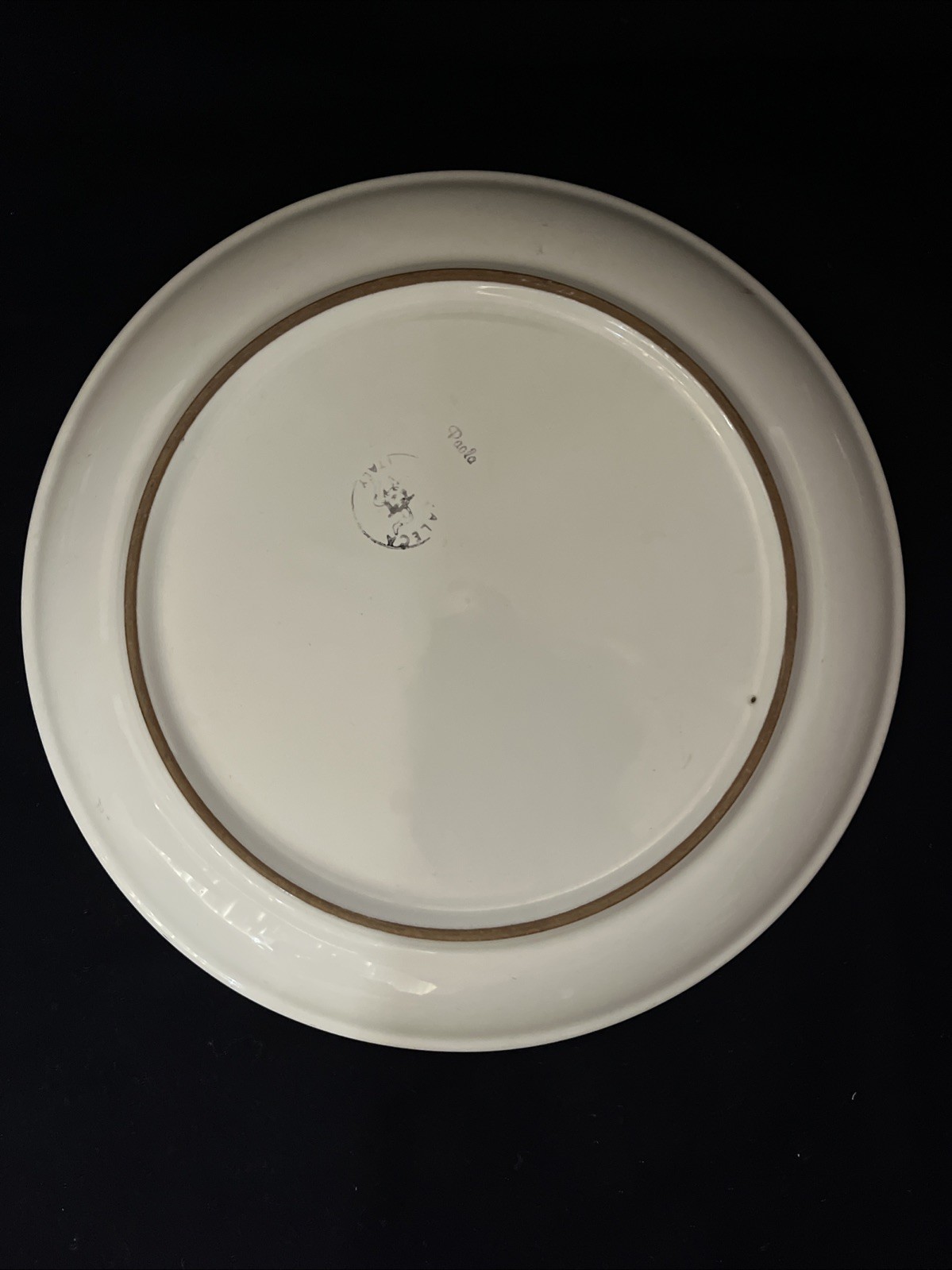 Lot of (2) Caleca Italy BLUE MOON Dinner Plates Hand Painted Green Blue 11 1/4″