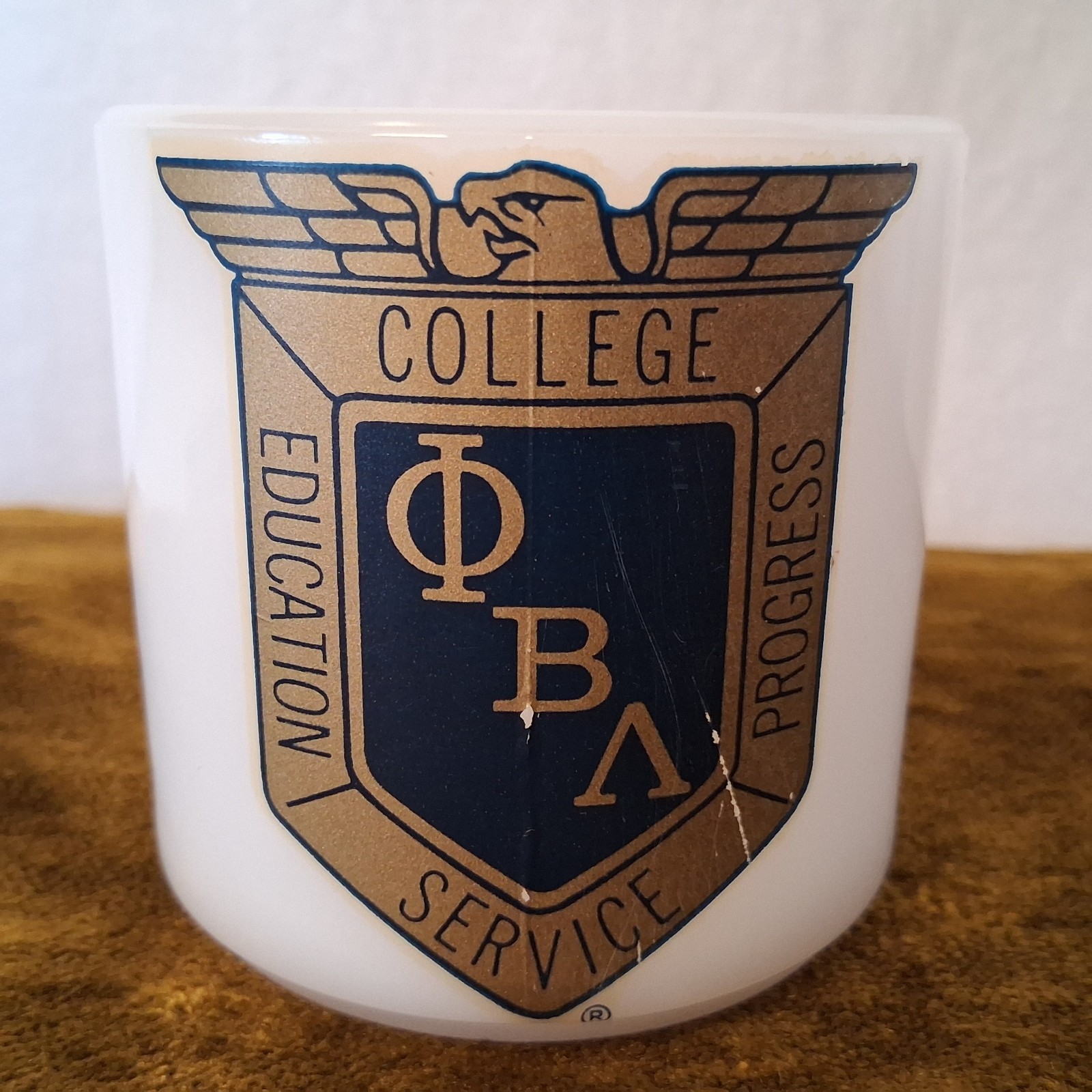 Vintage Federal Milk Glass Mug Phi Beta Lambda FBLA Future Business Leaders