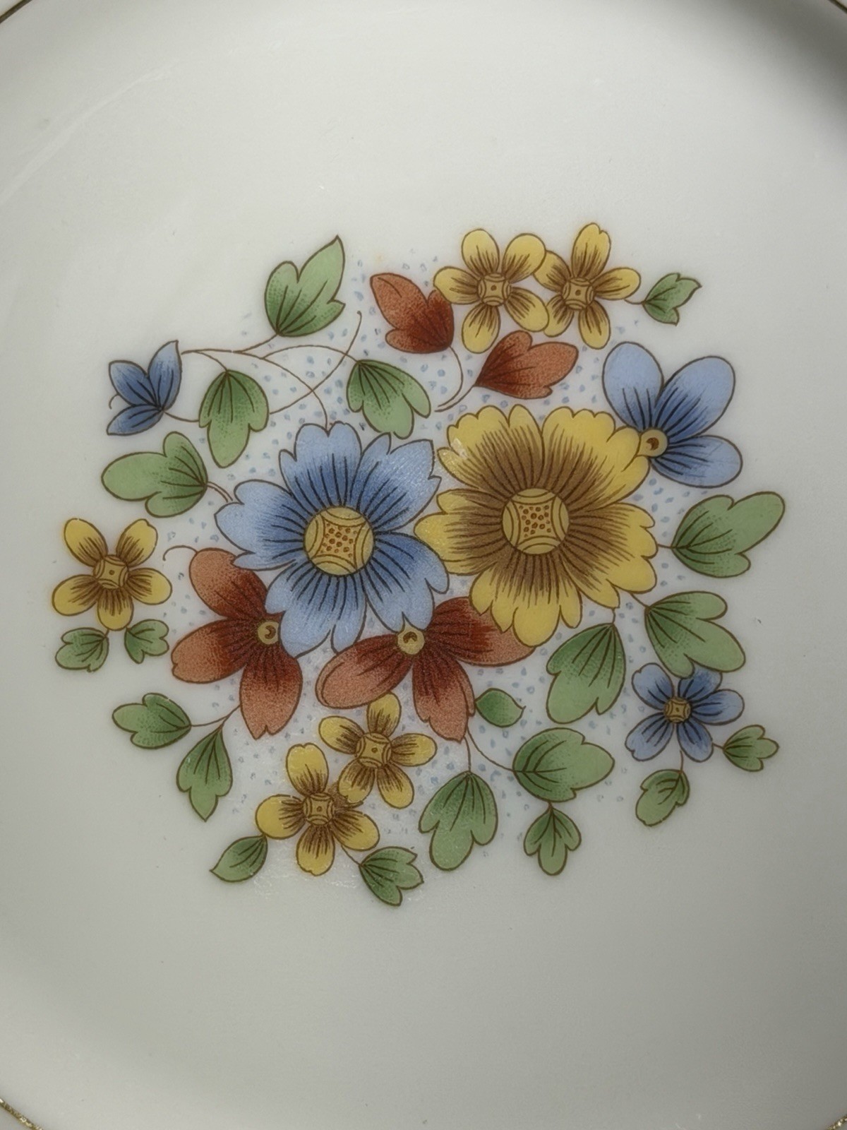 Set of 4 Vintage Lenox Teresa Salad Plates 8 3/8” Floral Gold Trim 1940s USA