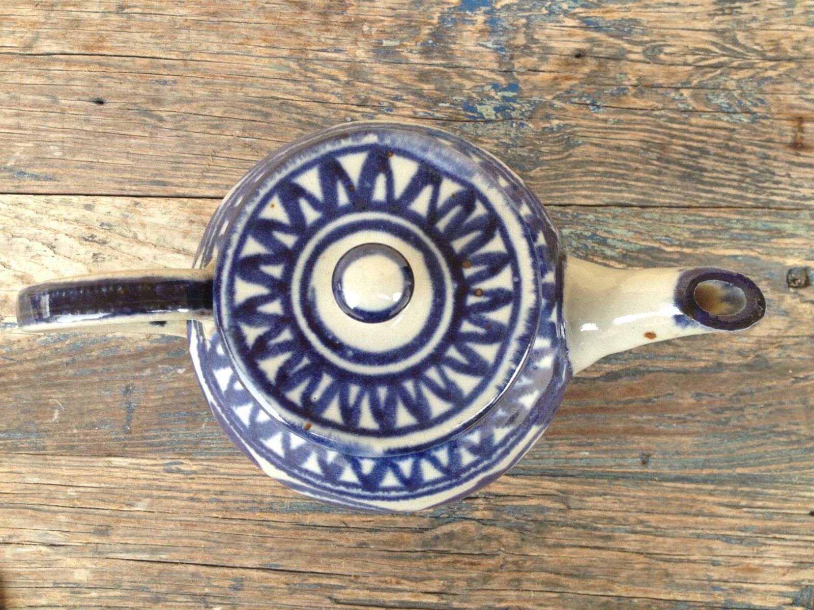 SALT GLAZE CERAMIC EARTHENWARE STONEWARE HANDCRAFTED TEAPOT BLUE & GRAY