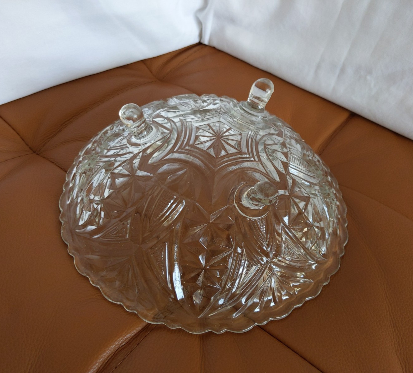 Vintage Anchor Hocking Serving Bowl Clear Pressed Glass 3 Footed 9in Dish 1960