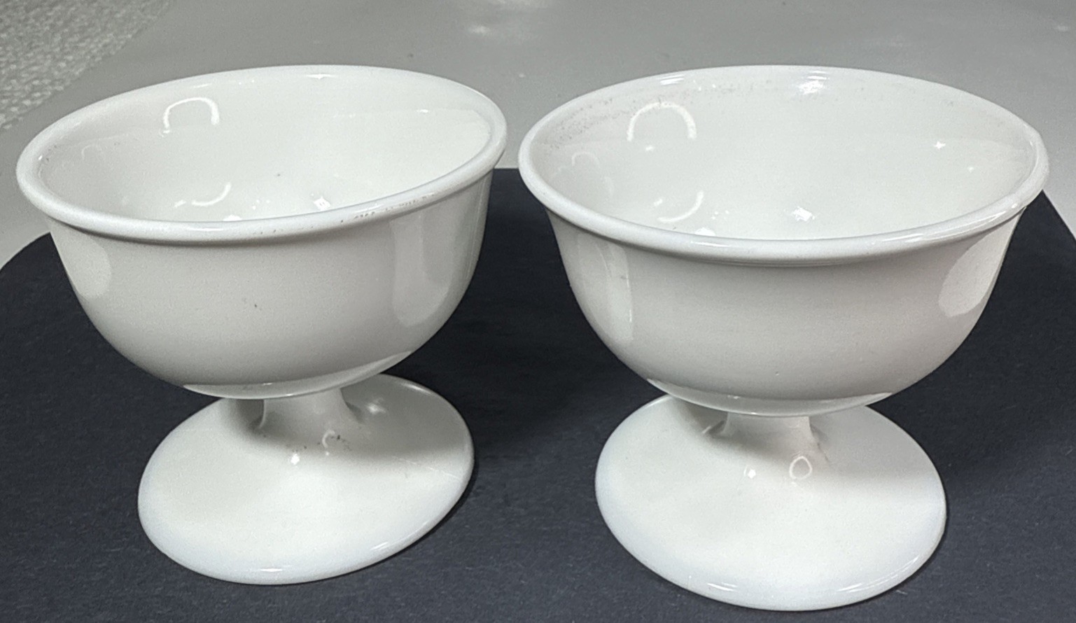 Vintage White Milk Glass Footed Dessert Bowl 3” Tall