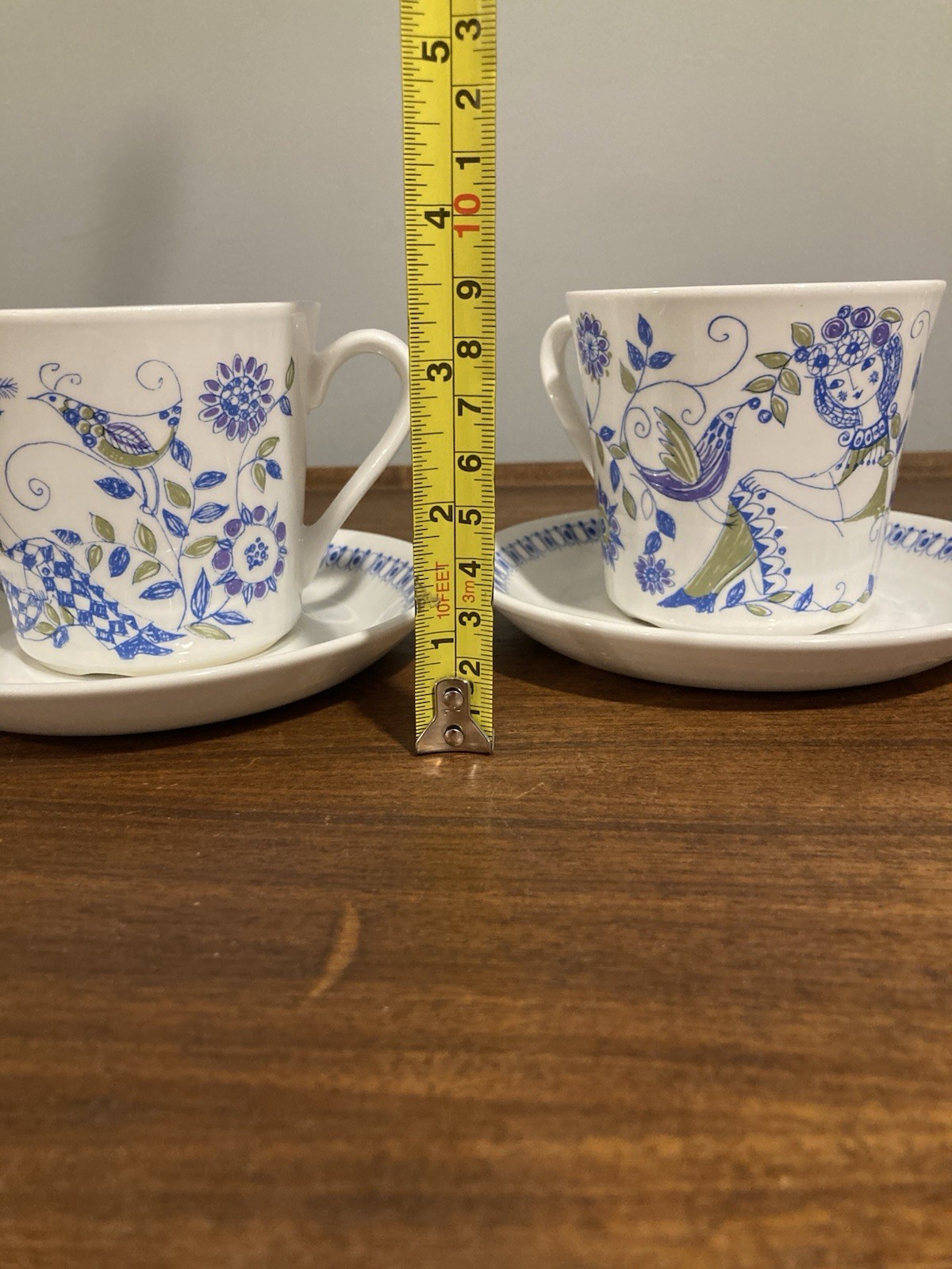Vtg Figgjo Flint Lotte Pattern Tea Cup and Saucer Norway by Turi Set Of 2