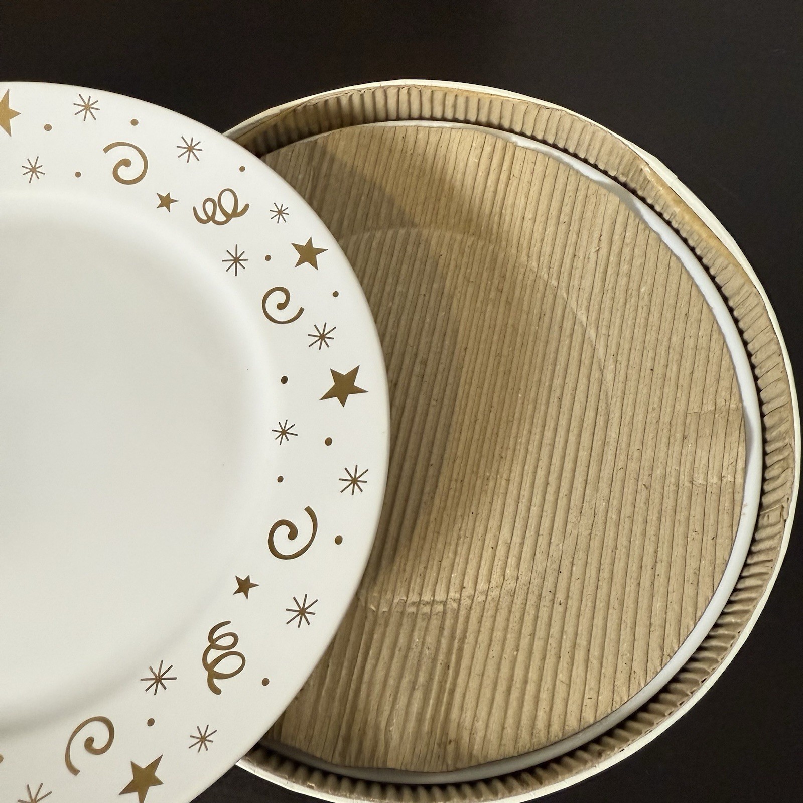 Pampered Chef Celebration Party Dessert/Salad Plates Set of 4 w/Box Gold Stars